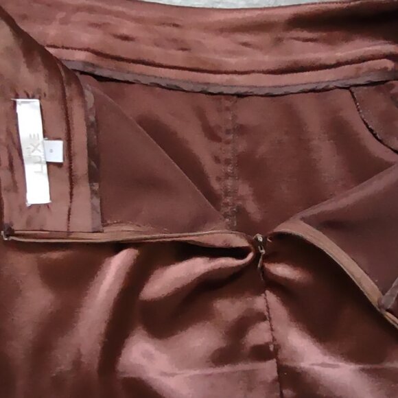 Cache Luxe Brown Satiny Skirt Size 8 - Picture 3 of 5
